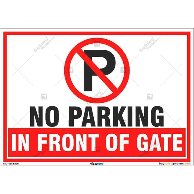 RECYCLABLE OPTION NO PARKING IN FRONT OF GATES sign or sticker 200mmx70mm 