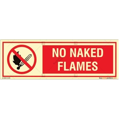 No Naked Flames glow Sign Board in Rectangle