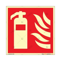 Fire Extinguisher Auto Glow Sign in Square