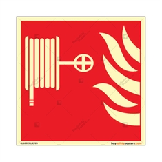 Fire Hose Reel Glow in the Dark Sign in Square