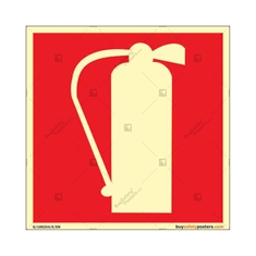 Extinguisher Glow in the Dark Sign in Square
