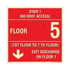 Emergency Floor Exit Instruction Glow in the Dark Sign in Square