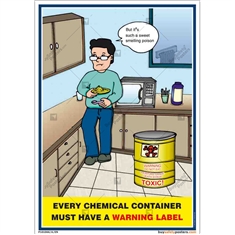 Every chemical container must have a Warning Label - Chemical Safety Posters