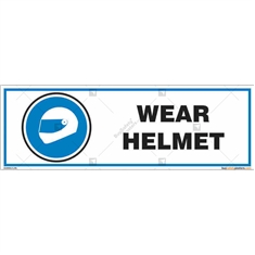 Wear Helmet Sign in Rectangle