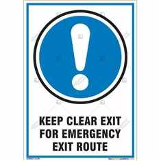 Keep Clear Exit For Emergency Exit Route Sign in Portrait