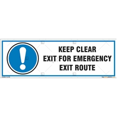 Keep Clear Exit For Emergency Exit Route Sign in Rectangle