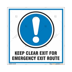 Keep Clear Exit For Emergency Exit Route Sign in Square