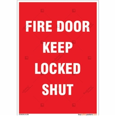 Fire Door Keep Locked Shut Sign in Portrait
