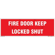 Fire Door Keep Locked Shut Sign in Rectangle