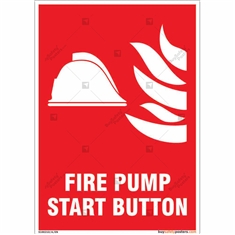 Fire Pump Start Button Sign in Portrait