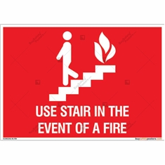 Use stairs In Event of Fire Sign in Landscape