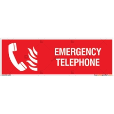 Emergency Telephone Sign in Rectangle