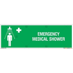 Emergency Medical Shower Sign in Rectangle