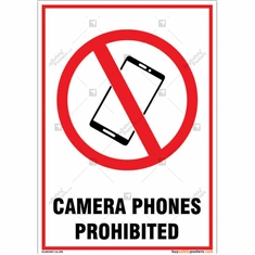 Camera Phones Prohibited Sign in Portrait