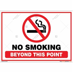 No Smoking Beyond This Point Sign in Landscape
