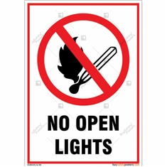 No Open Light Signs for public safety in Portrait