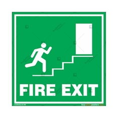 Fire Exit Door Sign in Square