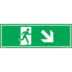 Down Right Exit Sign in Rectangle