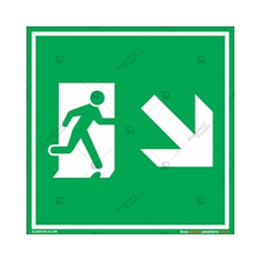 Down Right Exit Sign in Square