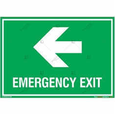 Emergency Exit Signs with Left Arrow in Landscape