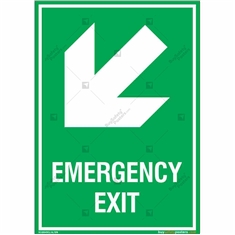 Emergency Exit Signs with Left Down Arrow in Portrait