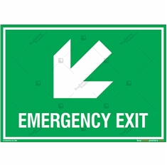 Emergency Exit Signs with Left Down Arrow in Landscape