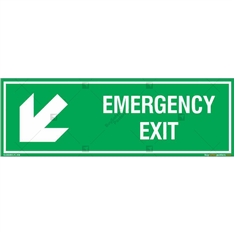 Emergency Exit Signs with Left Down Arrow in Rectangle