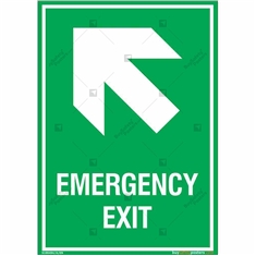 Emergency Exit Signs with Left Up Arrow in Portrait