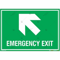 Emergency Exit Signs with Left Up Arrow in Landscape