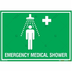 Emergency Medical Shower Sign in Landscape
