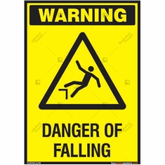 Danger of Falling Warning Sign in Portrait