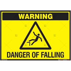 Danger of Falling Warning Sign in Landscape