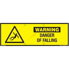 Danger of Falling Warning Sign in Rectangle