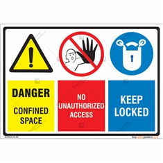 Danger Confined Space Combination Signs in Landscape