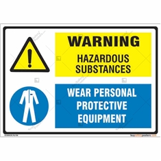 Warning Hazardous Sign and Wear PPE in Combination Signs in Landscape