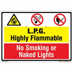 Highly Flammable  Combination sign in Landscape