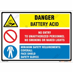 Danger Sign - No Entry Sign - PPE Sign in Combination in Landscape