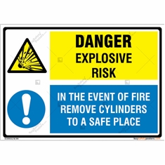 Danger Explosive Combination Signs in Landscape