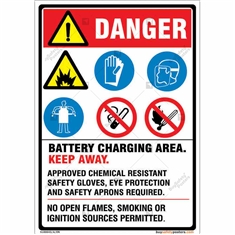 Danger Chemical Safety Combination Signs in Portrait