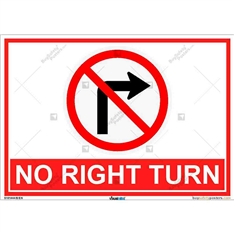No right Turn Sign- Parking Sign in Landscape
