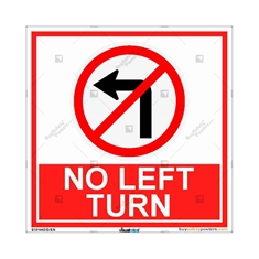 No Left Turn Sign- Square