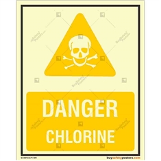 Danger Chlorine Auto Glow Sign in Portrait