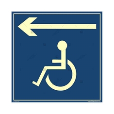 Handicapped Accessible Entrance Right Arrow Photo luminescent signs in Square