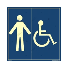 Mens Washroom for Physically Challenged Glow in the Dark Sign in Square