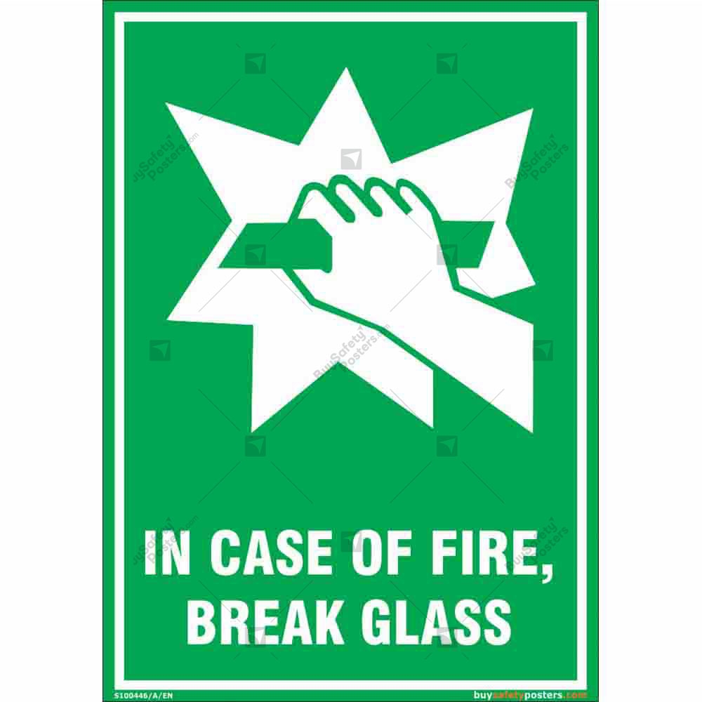 Photoluminescent In Case Of Fire Break Glass Sign 