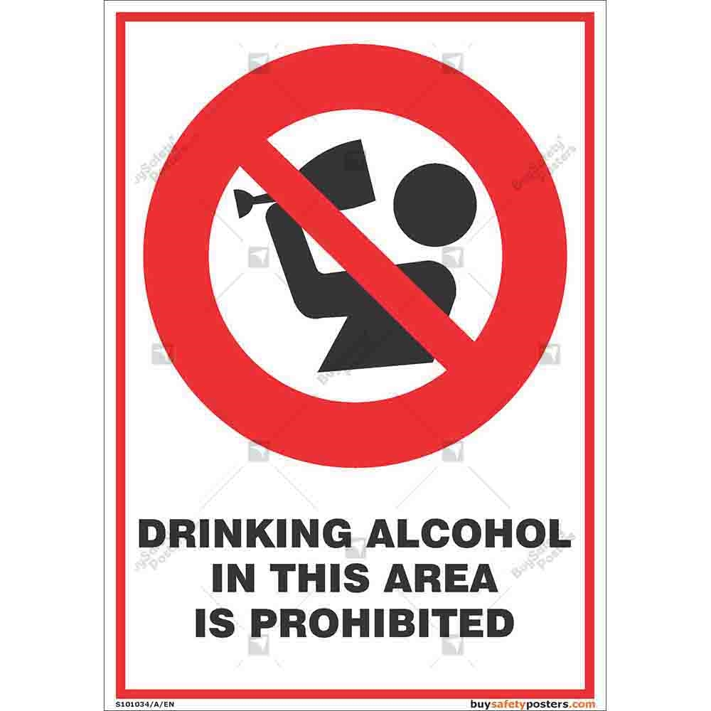 Health and Safety Prohibition red sticker x 2 No Drinking Drinking Sticker x 2 